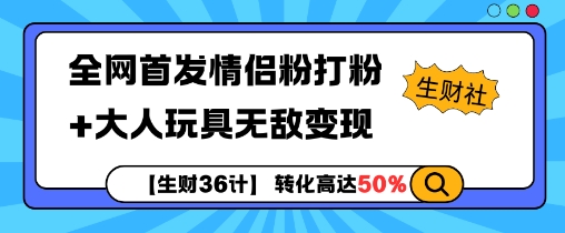 【生财36计】全网首发情侣粉打粉+大人玩具无敌变现_天恒副业网