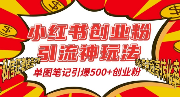 小红书创业粉引流神玩法,单图笔记引爆500+精准创业粉丝,私信狂潮接连不断_天恒副业网