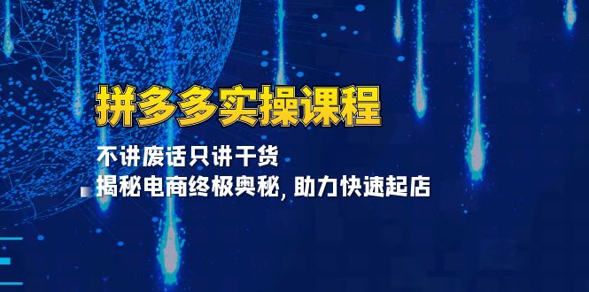 （13577期）拼多多实操课程：不讲废话只讲干货,揭秘电商终极奥秘,助力快速起店_天恒副业网