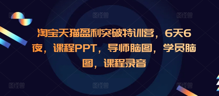 淘宝天猫盈利突破特训营,6天6夜,课程PPT,导师脑图,学员脑图,课程录音_天恒副业网