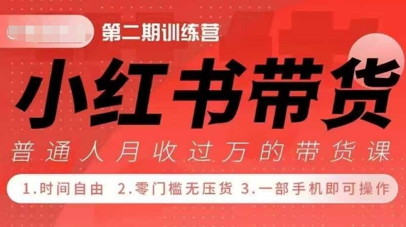 小Red书带货42天训练营2.0版,宝妈+自由职+上班族+大学生,提高副业收入的大红利项目_天恒副业网