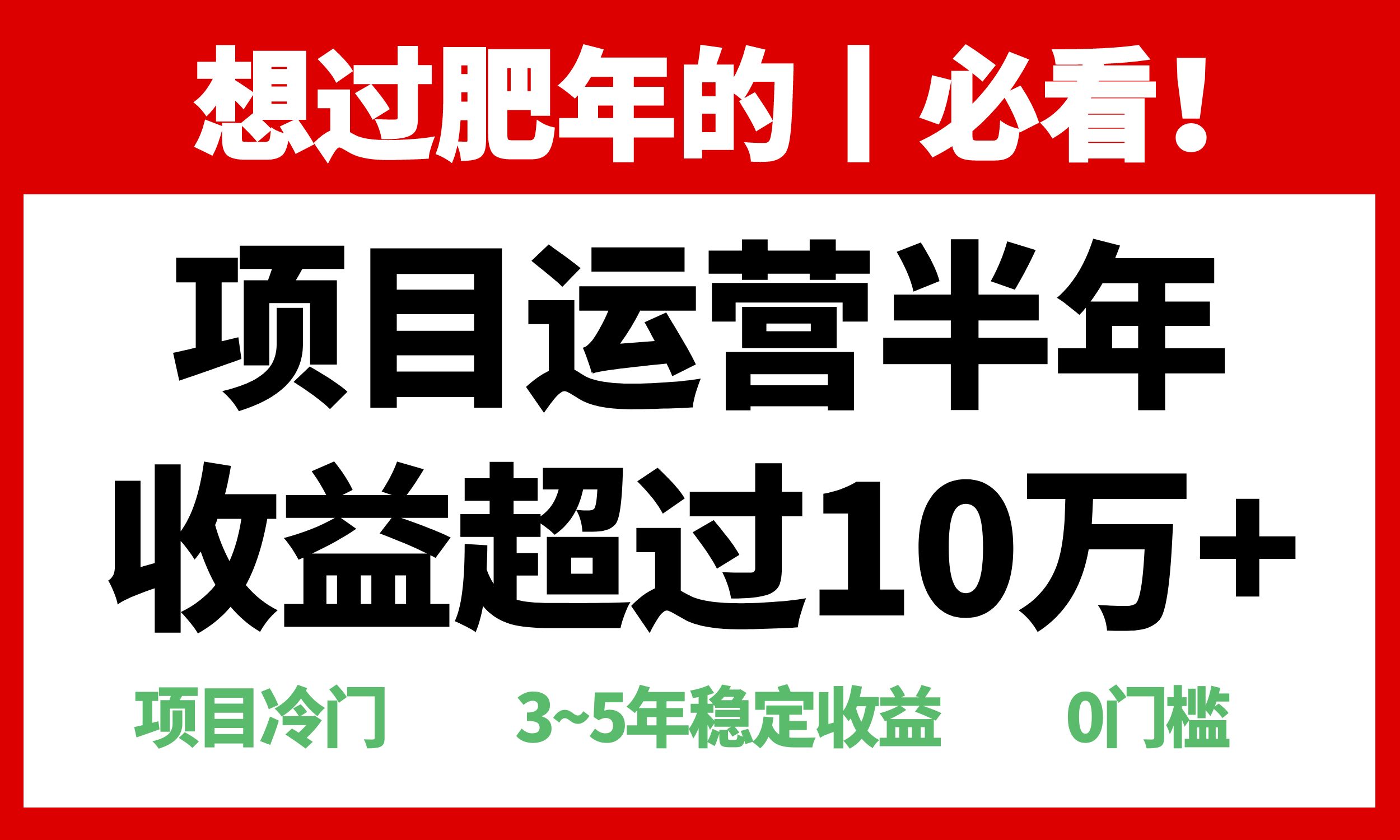 （13663期）年前过肥年的必看的超冷门项目，半年收益超过10万+，_天恒副业网