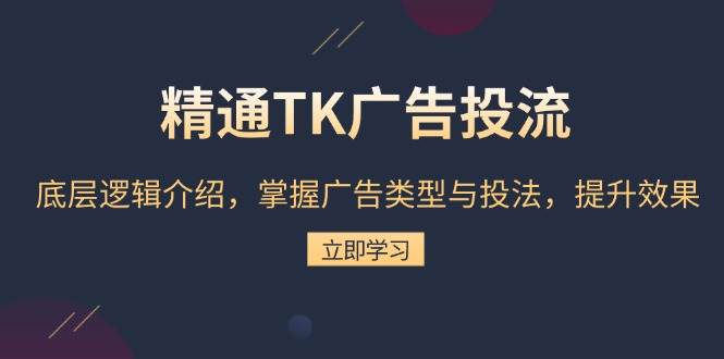 精通TK广告投流:底层逻辑介绍,掌握广告类型与投法,提升效果_天恒副业网