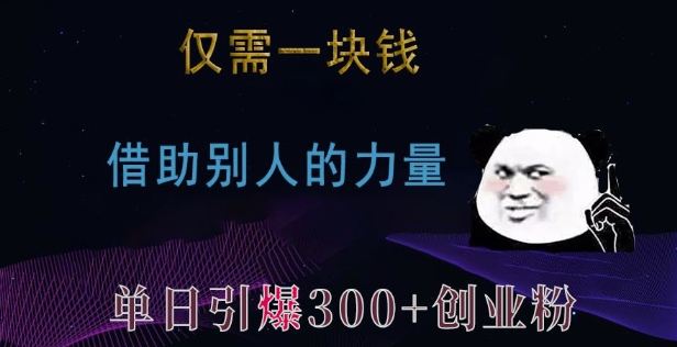 仅需一块钱,借助别人的力量,单日引爆300+创业粉、兼职粉_天恒副业网