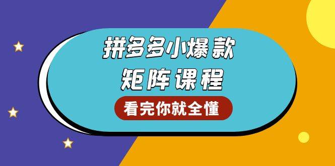拼多多爆款矩阵课程：教你测出店铺爆款，优化销量，提升GMV，打造爆款群_天恒副业网