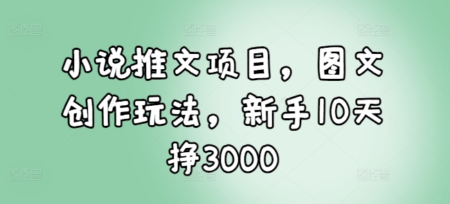 小说推文项目，图文创作玩法，新手10天挣3000_天恒副业网