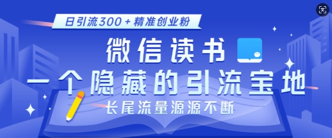 微信读书，一个隐藏的引流宝地，不为人知的小众打法，日引流300+精准创业粉，长尾流量源源不断_天恒副业网