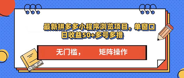 （13760期）最新拼多多小程序变现项目，单窗口日收益50+多号操作_天恒副业网