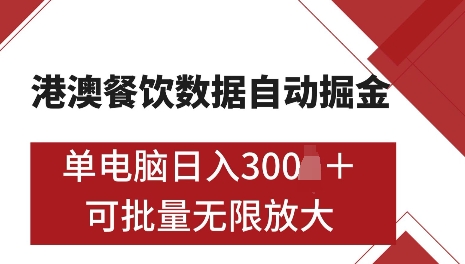 港澳数据全自动掘金,单电脑日入5张,可矩阵批量无限操作_天恒副业网