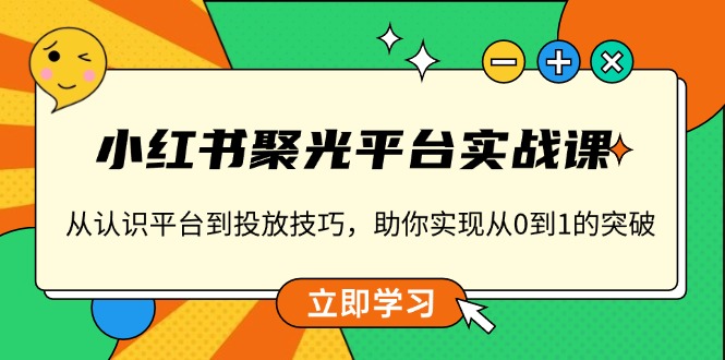 小红书 聚光平台实战课,从认识平台到投放技巧,助你实现从0到1的突破_天恒副业网