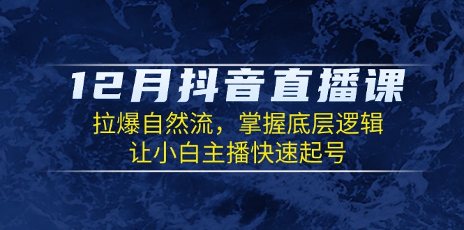 （13807期）12月抖音直播课：拉爆自然流，掌握底层逻辑，让小白主播快速起号_天恒副业网