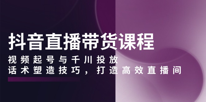 （13848期）抖音直播带货课程，视频起号与千川投放，话术塑造技巧，打造高效直播间_天恒副业网