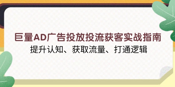 （13872期）巨量AD广告投放投流获客实战指南，提升认知、获取流量、打通逻辑_天恒副业网