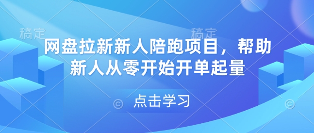 网盘拉新新人陪跑项目，帮助新人从零开始开单起量_天恒副业网