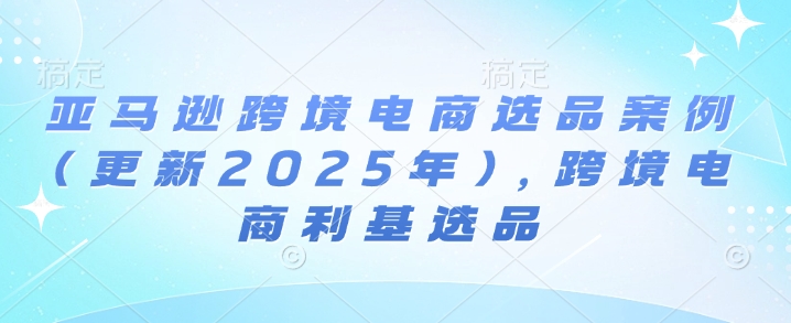 亚马逊跨境电商选品案例(更新2025年)，跨境电商利基选品_天恒副业网