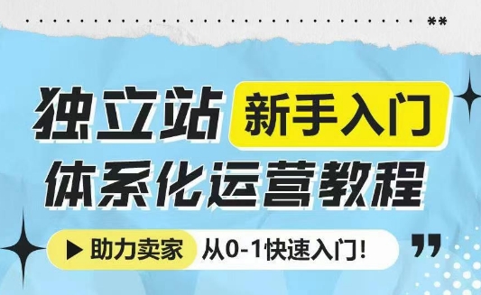 独立站新手入门体系化运营教程，助力独立站卖家从0-1快速入门!_天恒副业网