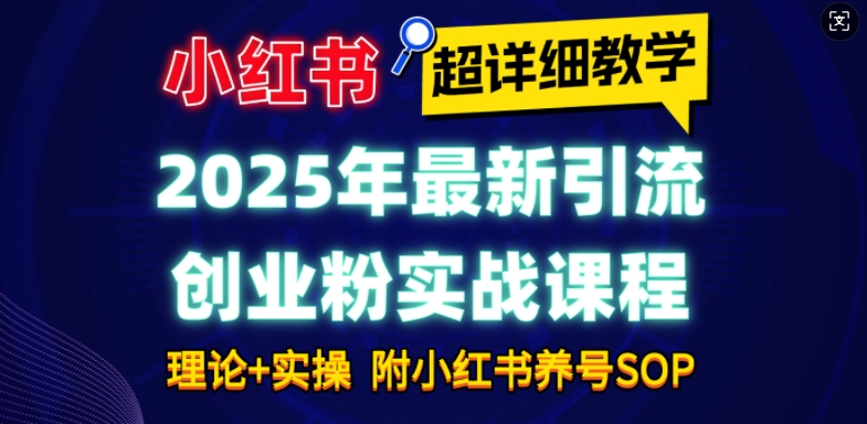 2025年最新小红书引流创业粉实战课程【超详细教学】小白轻松上手,月入1W+,附小红书养号SOP_天恒副业网