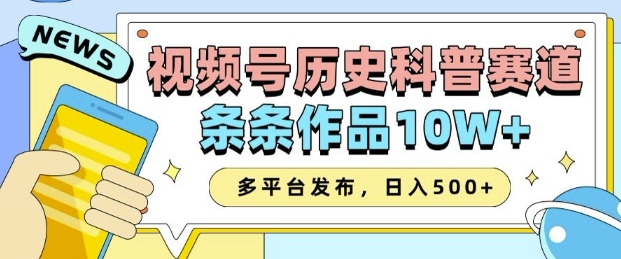 2025视频号历史科普赛道，AI一键生成，条条作品10W+，多平台发布，助你变现收益翻倍_天恒副业网