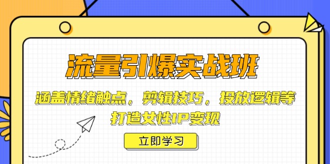 （14008期）流量引爆实战班，涵盖情绪触点，剪辑技巧，投放逻辑等，打造女性IP变现_天恒副业网