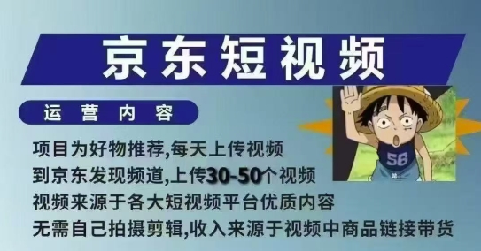 京东短视频带货课，无需自己拍摄剪辑，保姆式教学，两天快速上手_天恒副业网