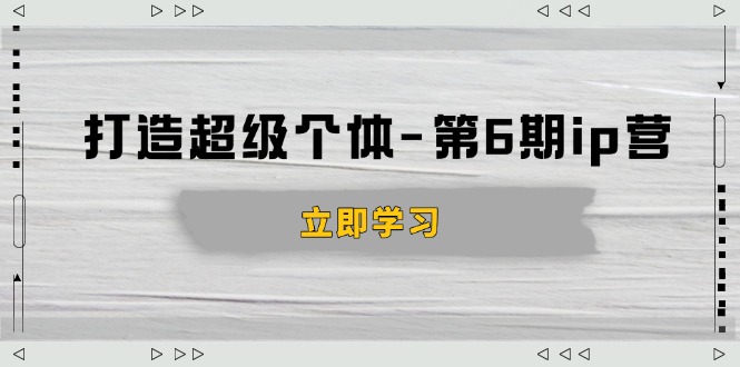 打造超级个体-第6期ip营：商业认知,产品设计,成交演练,解决知识变现难题_天恒副业网