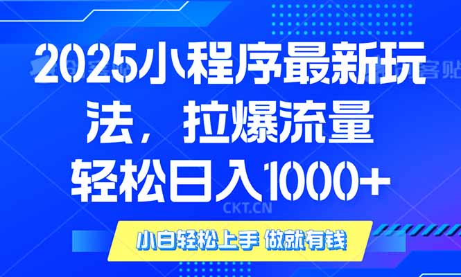 （14028期）2025年小程序最新玩法，流量直接拉爆，单日稳定变现1000+_天恒副业网