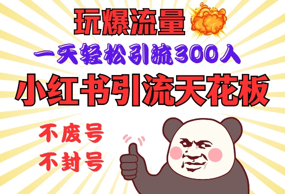 小红书引流天花板,玩爆流量,一天轻松引流300人,安全操作_天恒副业网