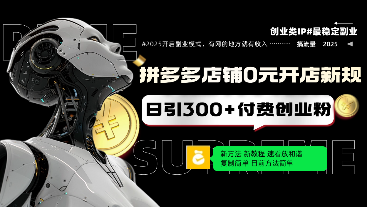 （14092期）拼多多店铺0元开店新规，日引300+付费创业粉，目前方法简单复制粘贴可矩阵_天恒副业网