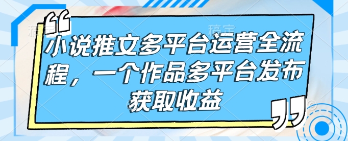 小说推文多平台运营全流程，一个作品多平台发布获取收益_天恒副业网