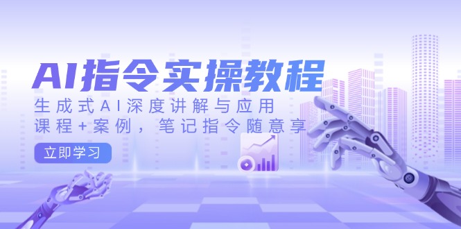 AI指令实操教程,生成式AI深度讲解与应用,课程+案例,笔记指令随意享_天恒副业网