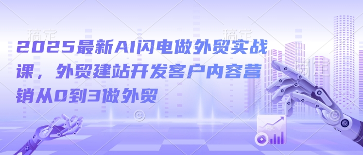 2025最新AI闪电做外贸实战课，外贸建站开发客户内容营销从0到3做外贸_天恒副业网