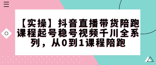 【实操】抖音直播带货陪跑课程起号稳号视频千川全系列，从0到1课程陪跑_天恒副业网