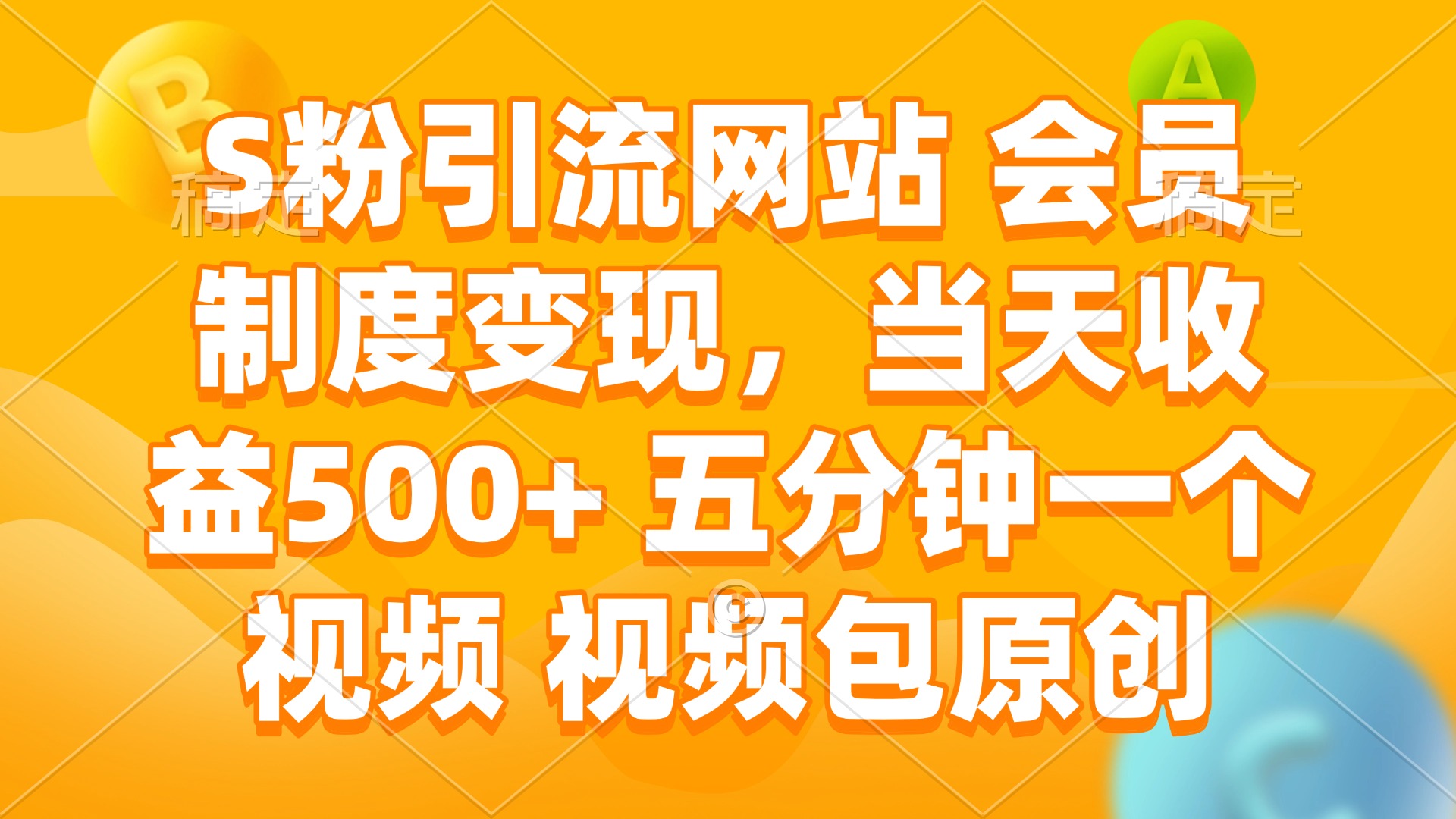 （14129期）S粉引流网站会员制度变现，当天收益500+五分钟一个视频视频包原创_天恒副业网