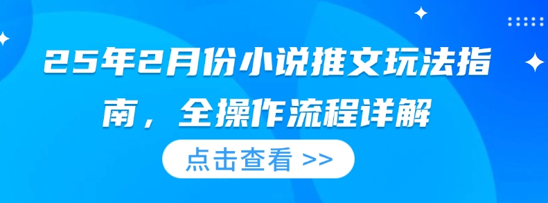 25年2月份小说推文玩法指南，全操作流程详解_天恒副业网