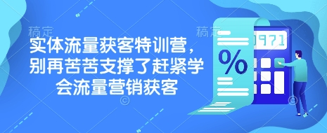 实体流量获客特训营,别再苦苦支撑了赶紧学会流量营销获客_天恒副业网