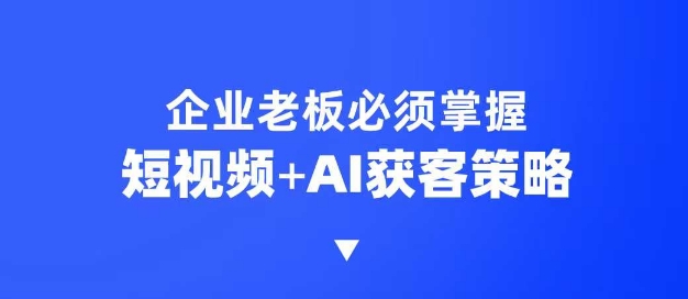 企业短视频AI获客霸屏流量课,6步短视频+AI突围法,3大霸屏抢客策略_天恒副业网