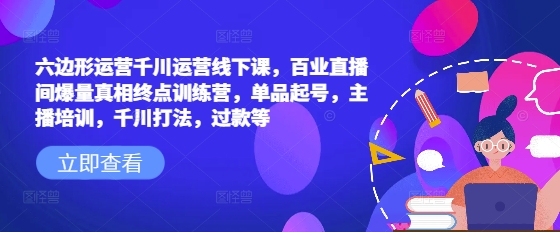 六边形运营千川运营线下课，百业直播间爆量真相终点训练营，单品起号，主播培训，千川打法，过款等_天恒副业网
