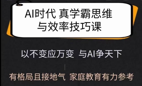 Ai时代真学霸思维与学习方法课，有格局且接地气，家庭教育有力参考_天恒副业网