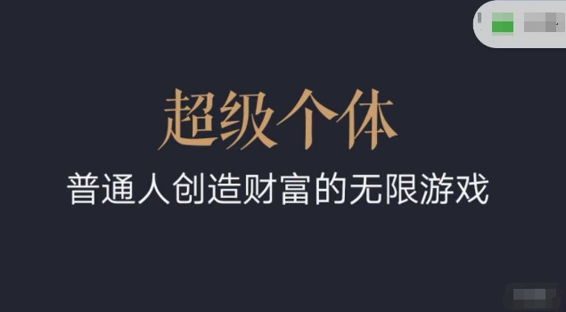 超级个体2024-2025翻盘指南,普通人创造财富的无限游戏_天恒副业网