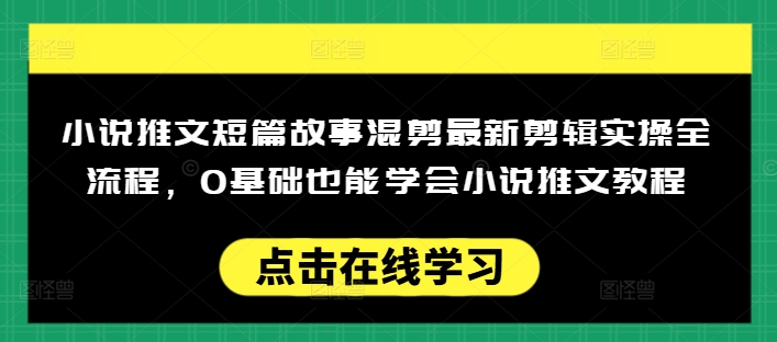 小说推文短篇故事混剪最新剪辑实操全流程，0基础也能学会小说推文教程，肯干多发日入多张_天恒副业网