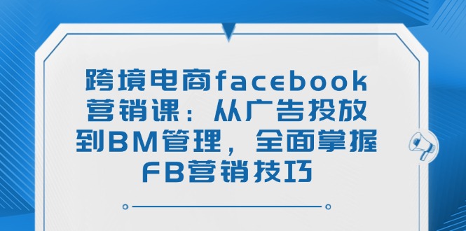 （14314期）跨境电商facebook营销课：从广告投放到BM管理，全面掌握FB营销技巧_天恒副业网