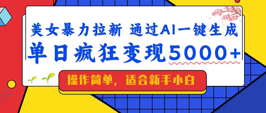 （14347期）美女暴力拉新，通过AI一键生成，单日疯狂变现5000+，纯小白一学就会！_天恒副业网