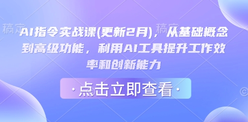 AI指令实战课(更新2月)，从基础概念到高级功能，利用AI工具提升工作效率和创新能力_天恒副业网