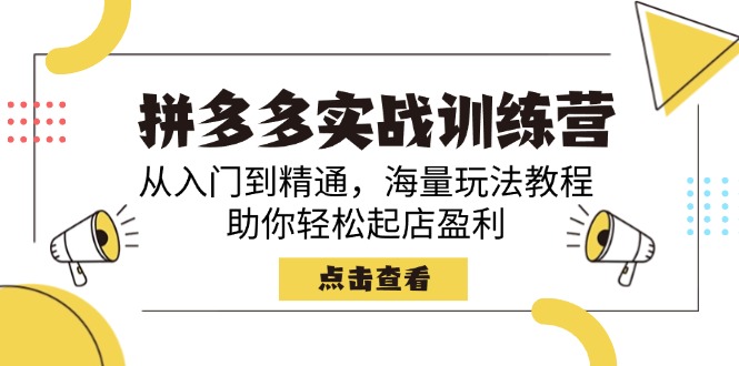 (14392期)拼多多实战训练营,从入门到精通,海量玩法教程,助你轻松起店盈利_天恒副业网