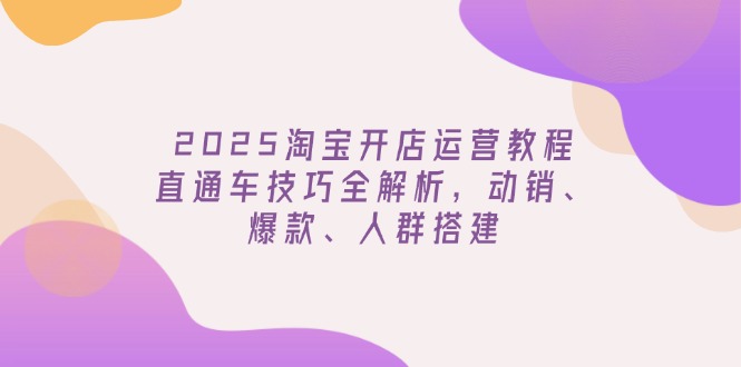 (14389期)2025淘宝开店运营教程更新,直通车技巧全解析,动销、爆款、人群搭建_天恒副业网