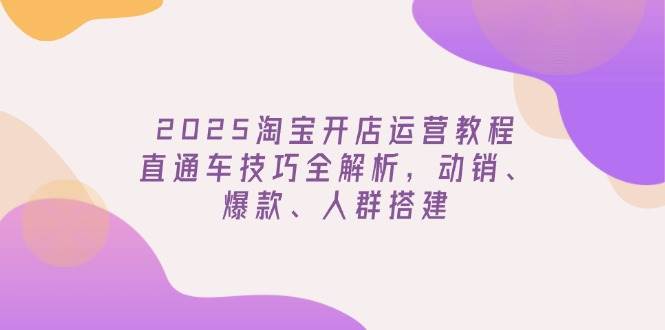 2025淘宝开店运营教程更新，直通车技巧全解析，动销、爆款、人群搭建_天恒副业网