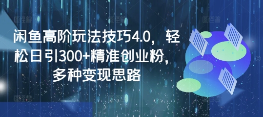 闲鱼高阶玩法技巧4.0，轻松日引300+精准创业粉，多种变现思路_天恒副业网