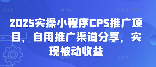 2025实操小程序CPS推广项目,自用推广渠道分享,实现被动收益_天恒副业网