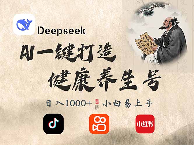 (14520期)DeepSeek做养生号,一条作品涨粉2万+,轻松日入300+_天恒副业网