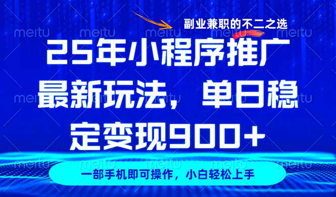 （14550期）25年小程序推广最新玩法，稳定日入900+，副业兼职的不二之选_天恒副业网